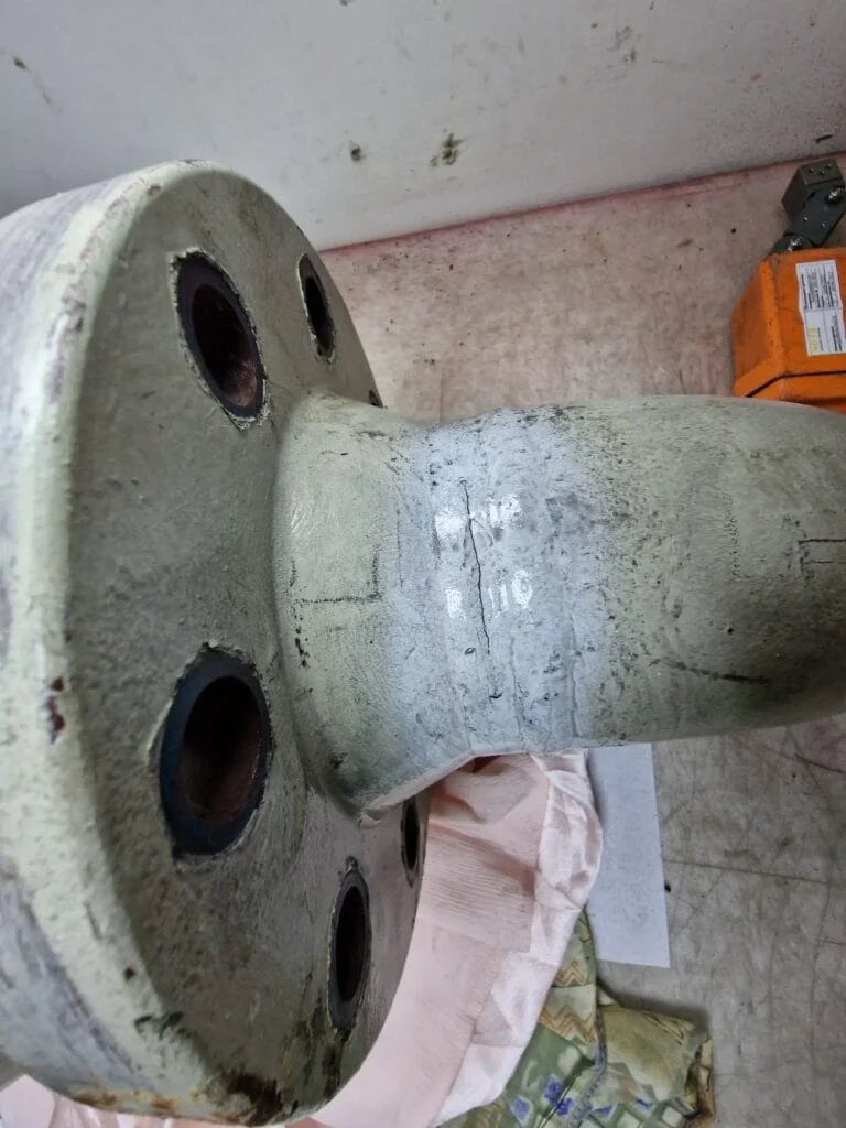 Crack in weld MPI inspection